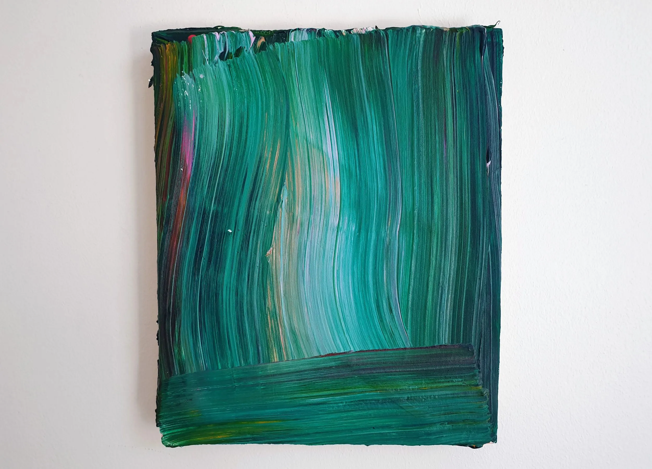Deep Dream, acrylic, chalkboard paint, collage and filler on wood