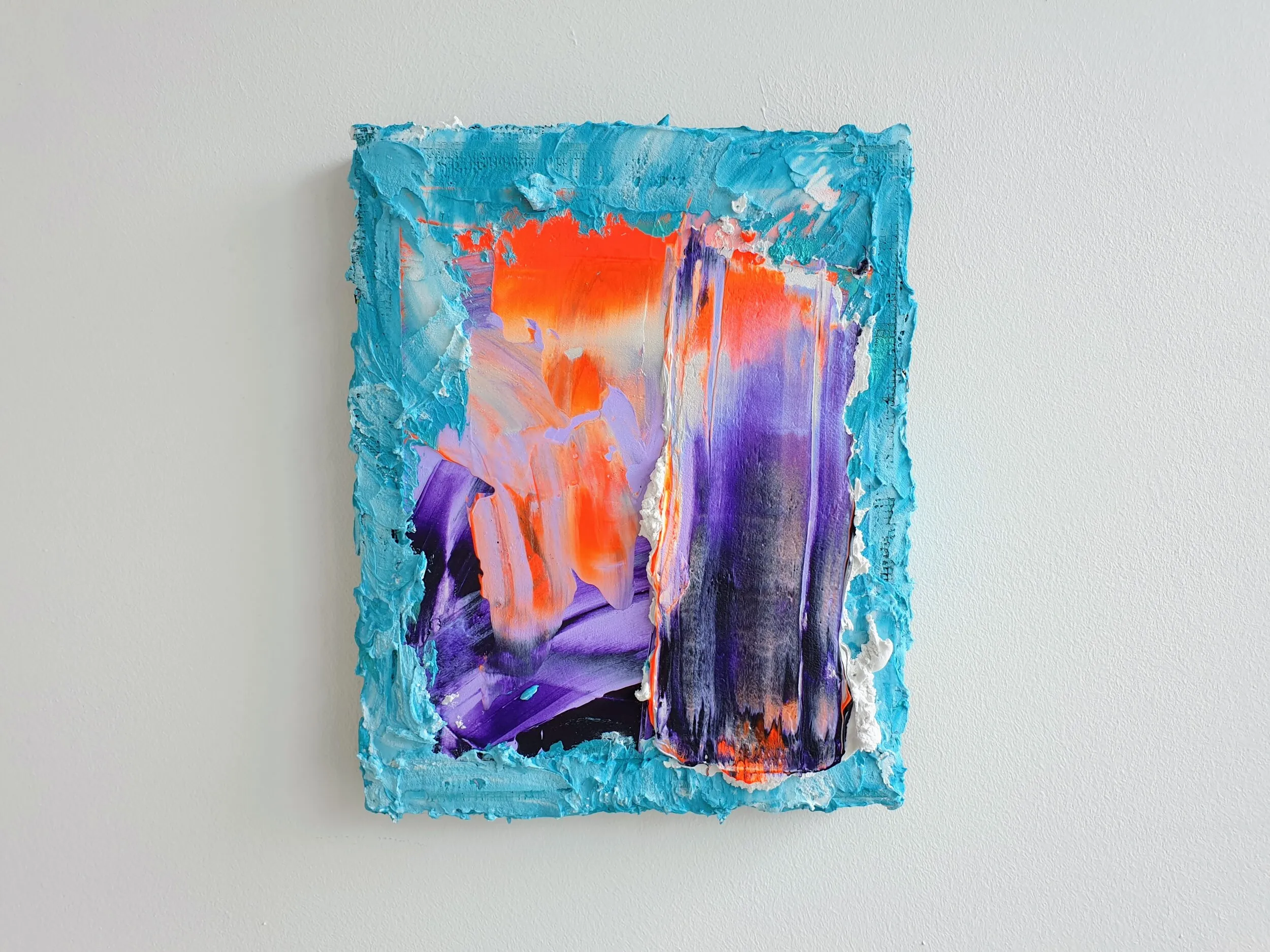 Deep Freeze, acrylic, emulsion, collage and filler on plywood