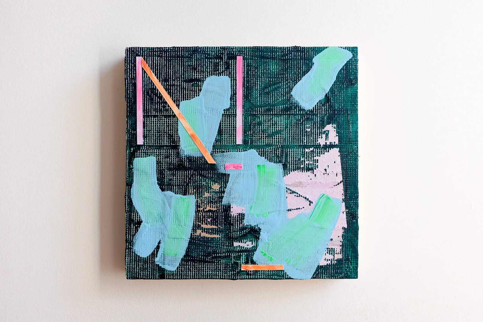 Drop, acrylic, emulsion and collage on plywood