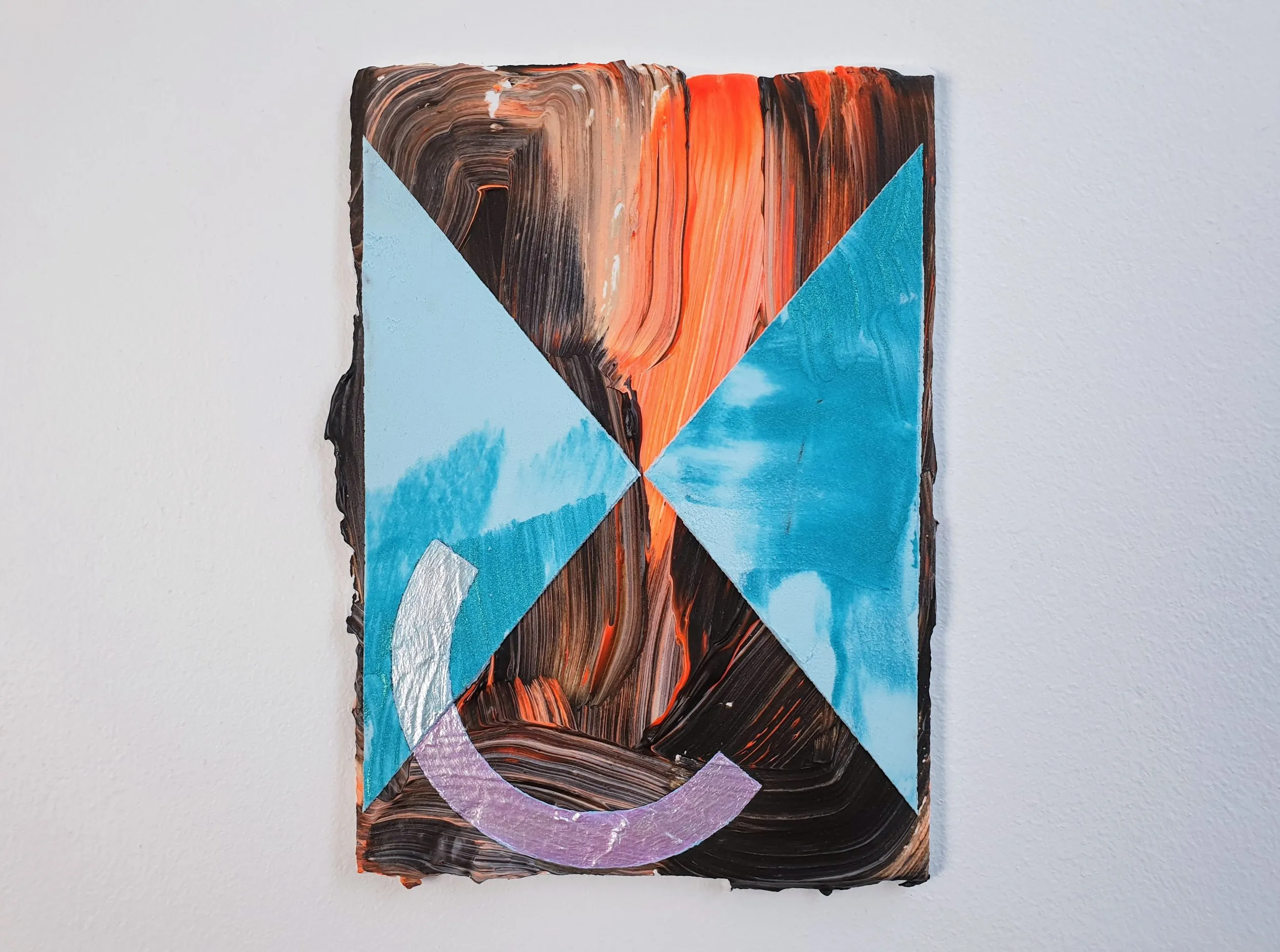 Foil Moon, acrylic, collage, gouache and filler on canvas board
