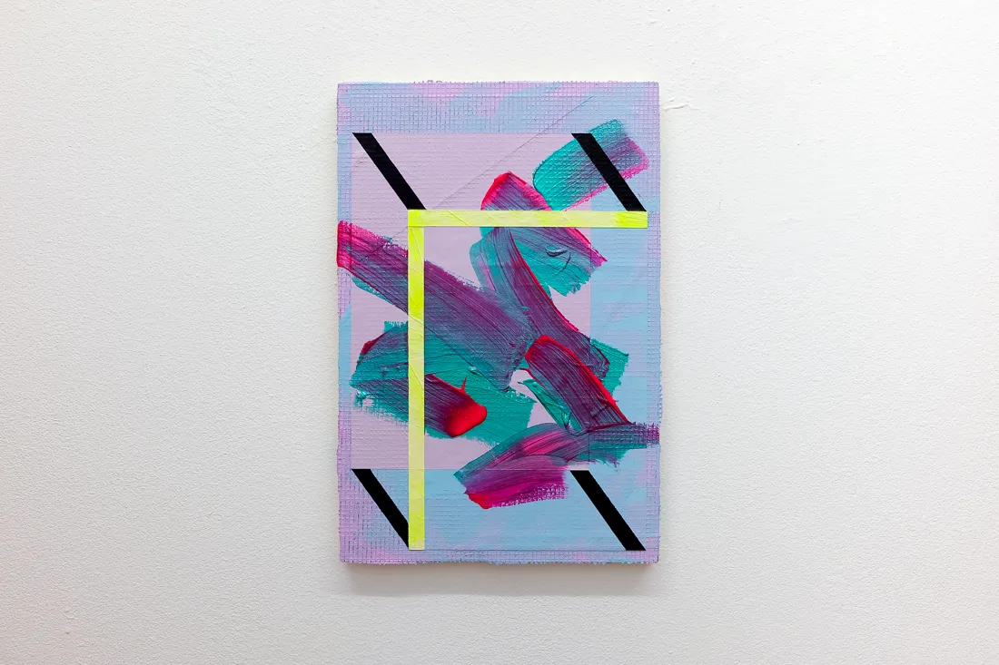 Indoor Pool, acrylic, emulsion and collage on panel