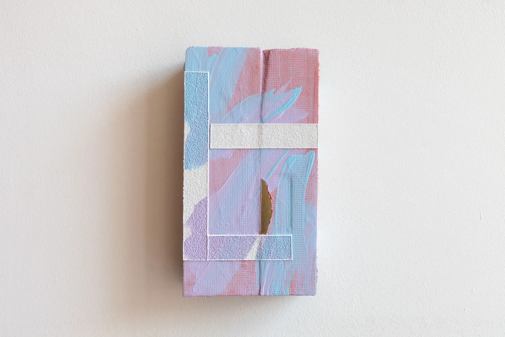 Locker Room, acrylic, emulsion and sandpaper on found wood