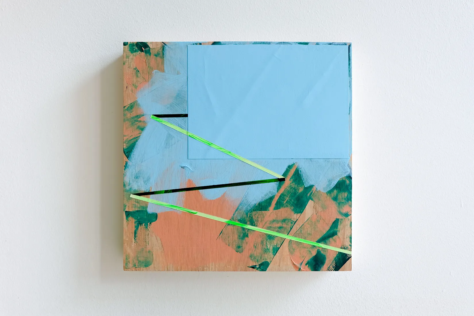 Outdoor Pool, acrylic, emulsion and collage on plywood