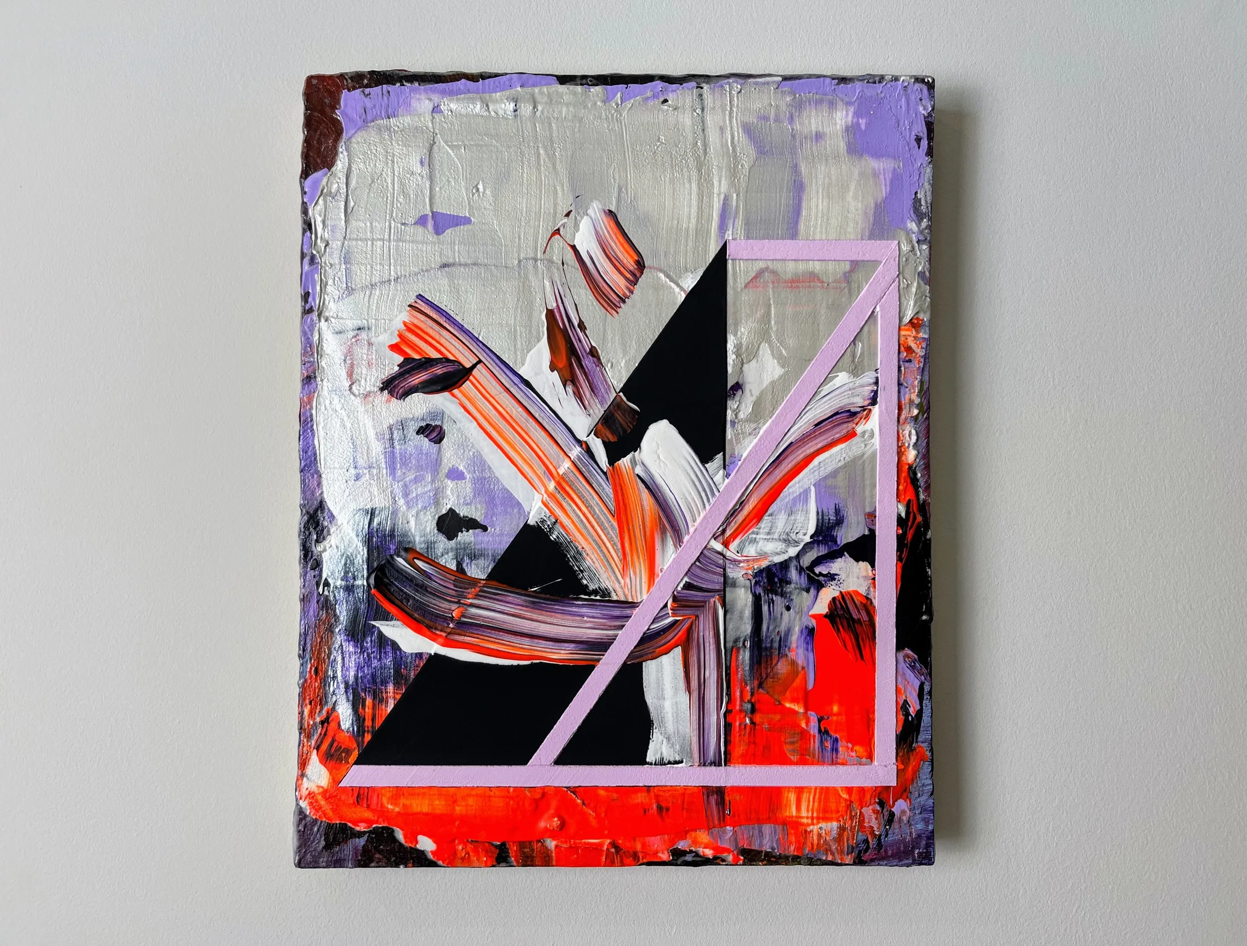 Prism II, acrylic, collage, gloss varnish, costume jewels, filler and chalkboard paint on plywood