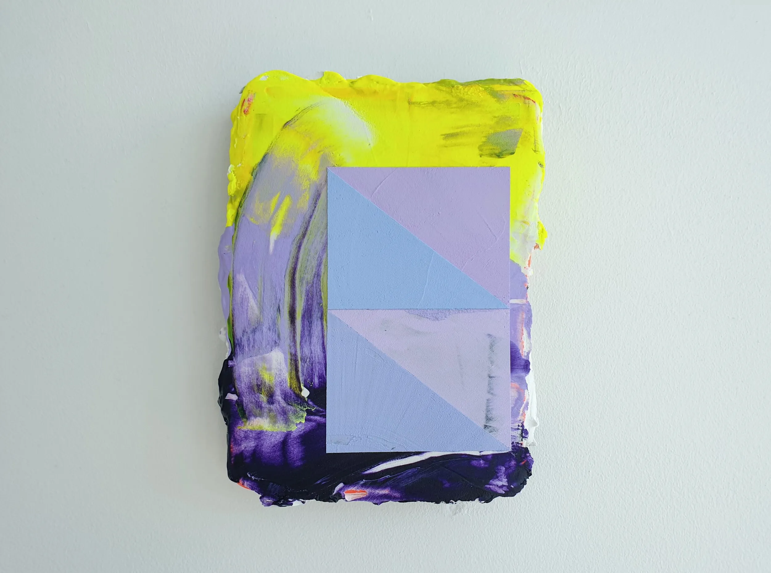Temple II, acrylic, emulsion, filler and collage on plywood