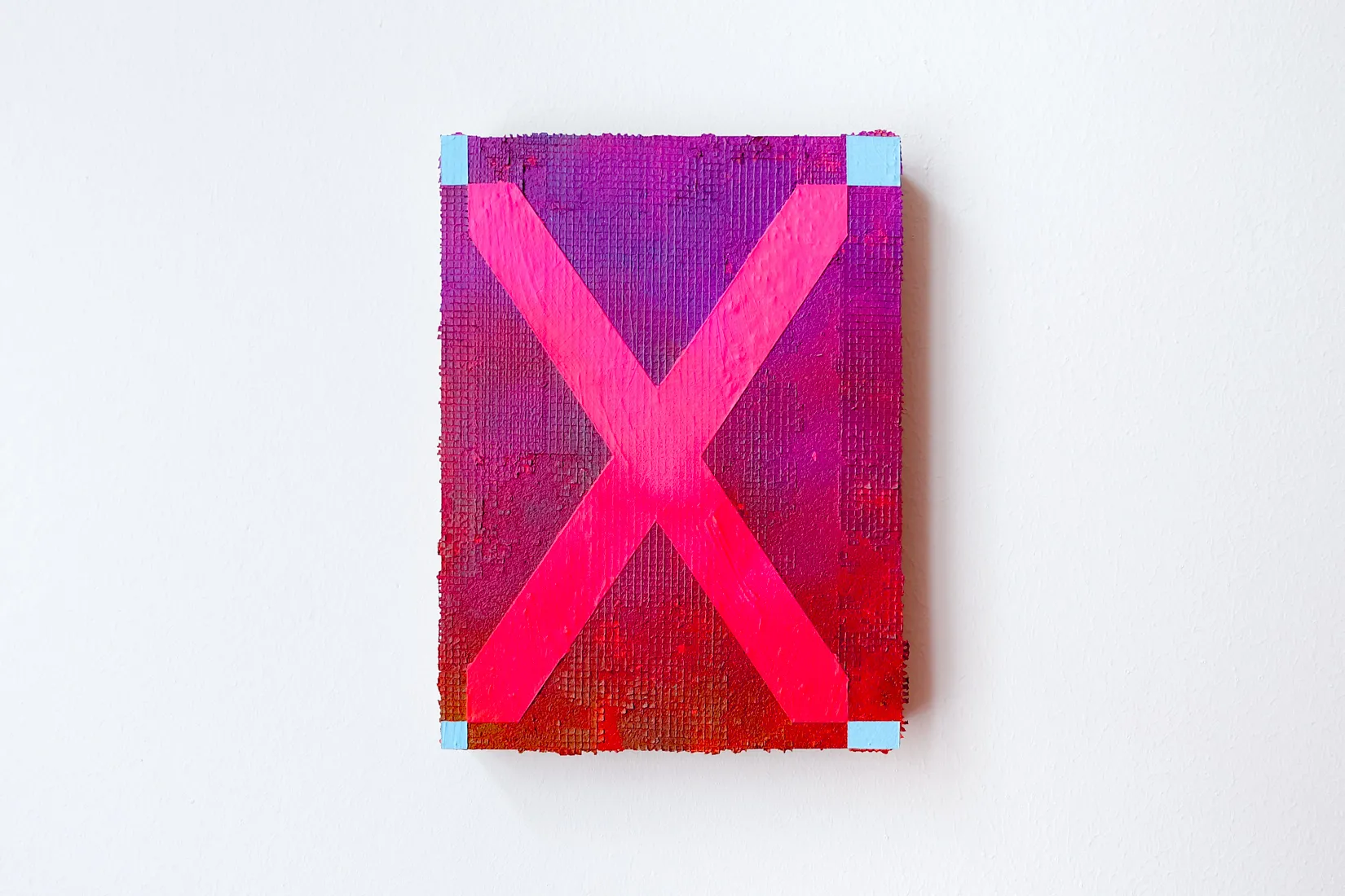 X, acrylic and collage on panel